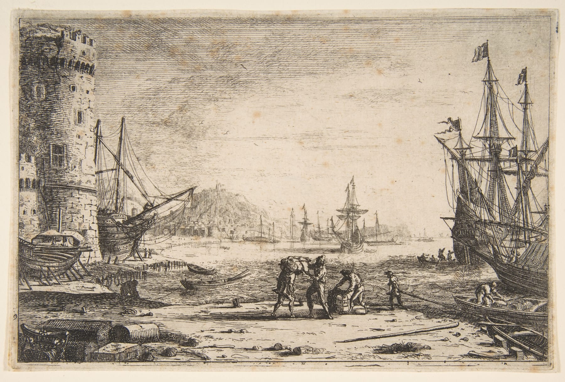 Harbour with a Large Tower，Claude Lorrain (Claude Gellée)，ca. 1641